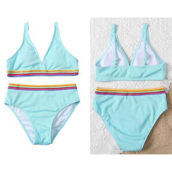 Kids Girl Swimsuits Quick Dry 2 Piece Bathing Suits with Chest Pad Kids Swimsuits for Girls 8-9 Years