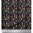thumbnail image 1 of Soimoi Black Georgette Viscose Fabric Sun,Insect & Rabbit Cartoon Printed Craft Fabric by The Yard 42 Inch Wide, 1 of 3