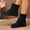 #124-Black, variant on Woman's Casual Boots, Contrast Panel Design with Round Toe and Lace-Up Closure, Mid-Calf Winter Boots with Warm Knit Cuff for Daily Wear and Winter Outfits