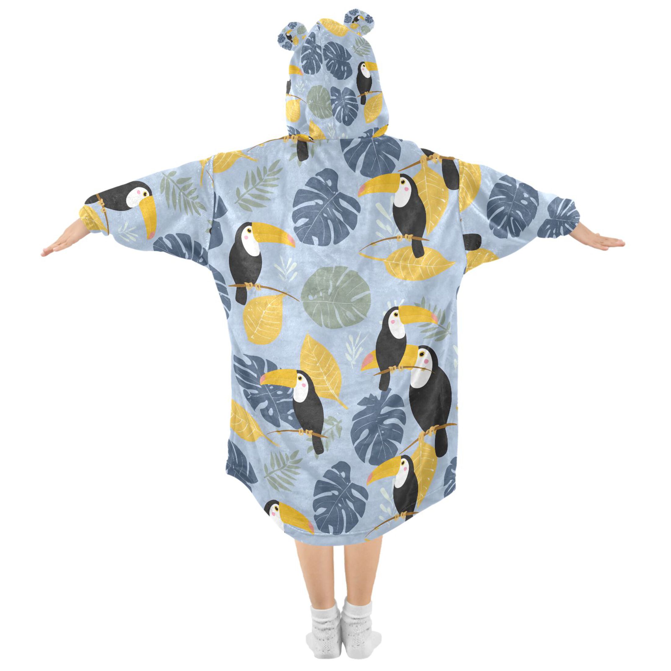 joogoo Blanket Hoodie for Toucan Palm Leaves Oversize Sweatshirt 3-14 YR L