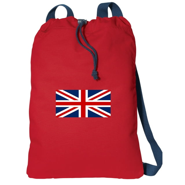 Canvas England British Flag Drawstring Bag DELUXE United Kingdom Backpack Cinch Pack for Him or Her