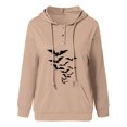 thumbnail image 3 of Gibobby Mujeres sudadera con capucha suéter Sudadera con capucha de manga larga informal con estampado de cordón de Halloween para mujer （Caqui， S), 3 of 5