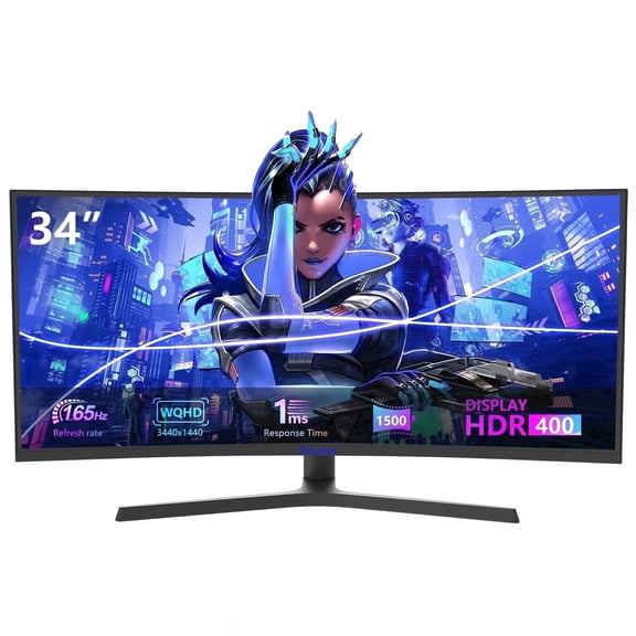 Sealan 34" Ultrawide Curved Gaming Monitor, UWQHD 3440x1440, 165Hz-Black
