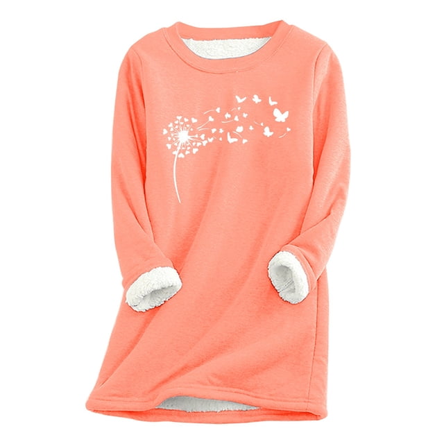Sous-vêtements Thermiques pour Femmes Haut Col Rond Coupe Ample Imprimé Décontracté Chaud Manches Longues pour Automne Hiver Confort