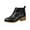 07#Black, variant on Women Crocodile Embossed Ankle Boots Side Buckle Strap Pointed Toe Low Wood Block Heel Casual Western Short Booties