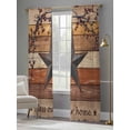 thumbnail image 4 of Texas Star Vintage Sheer Curtains 96 Inch Length 2 Panels Set Window Treatments, Berry Burnt Orange Brown Wooden Rod Pocket Semi Curtains for Living Room/Bedroom/Kitchen Décor, 104"W x 96"L, 4 of 7