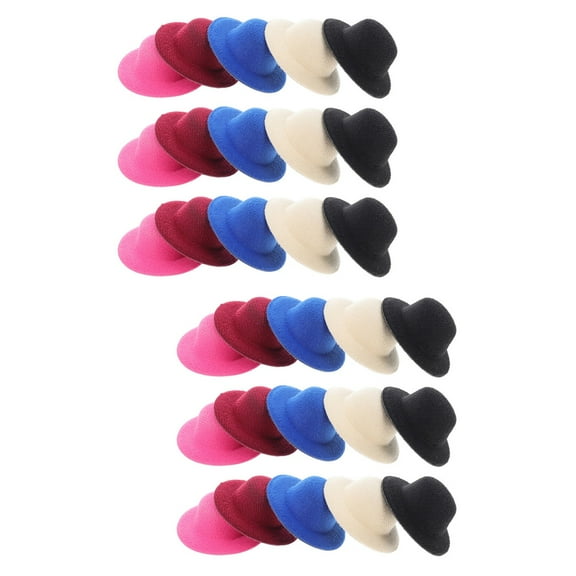 30 Pcs Small Hat Top Hat Ornament DIY Craft Hats Photo Prop Mini Hats Miniature Doll Hat Caps