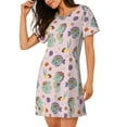thumbnail image 2 of Picia Fish Seahorse Pattern Women’s Nightdress – Casual Short-sleeved Loose-Fit Sleepwear, Soft Cotton Short-Sleeve Sleep Shirt for Relaxation & Comfort, 2 of 6