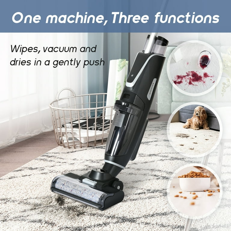 Vacuum Cleaner Wet Dry, Cordless Stick Vacuum Mop Cleaner with  Self-Cleaning System and 2 Rolling Brushes, Lightweight Cleaner for Carpet  Sticky Messes and Hard Floors, Black, LJ3629 