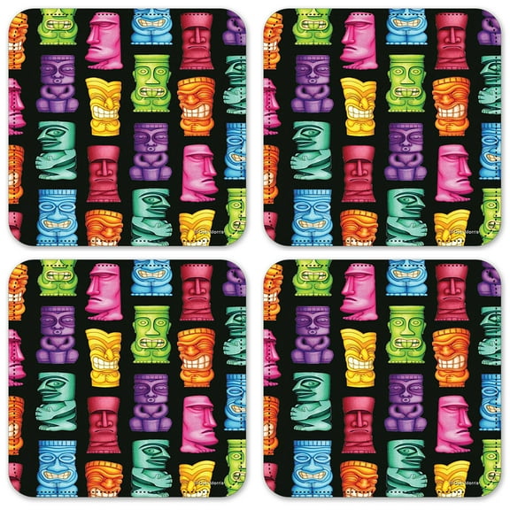 Vinyl Drink Coasters - Set of 4 - Tikis - Image by Dan Morris
