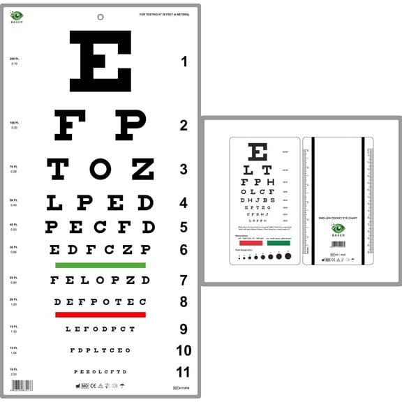 Snellen Eye Chart with Pocket Eye Chart Combo