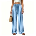 thumbnail image 5 of SwiftWear Women Striped Pants High Waisted Wide Leg Trousers with Pockets Drawstring Smocked Waist Casual Palazzo Pants, 5 of 8