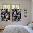 thumbnail image 3 of Country Flowers Kitchen Curtains 45 Inch Length, Botanical Purple Blue Floral Black Tiers Curtains for Bathroom Bedroom Cafe, Light Filtering Small Window Treatment Short Drapes 2 Panels 42"Wx45"L, 3 of 8