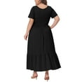 thumbnail image 3 of Agnes Orinda Women's Plus Size Dresses Short Sleeves Crew Neck Basic Swing Summer Maxi Shirt Dress 1X Black, 3 of 5