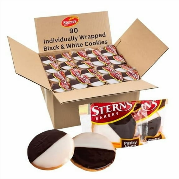 Black & White Cookies | 90 Individually Wrapped Cookies | NY Style Black and White Cookies | Cookies Snack Packs | Lunchbox Snacks | Office Snacks | Kosher, Dairy & Nut Free | Stern’s Bakery