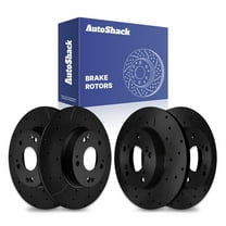 AutoShack Front & Rear Drilled & Slotted Brake Rotors | Replacement for 2012 Honda Civic 2013-2015 Acura ILX 1.5L 1.8L FWD | Black E-Coated | 4-PC Set | NightGuard