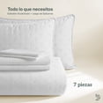 thumbnail image 2 of Dreamlab Edredón King Size Ligero y Juego de Sábanas con Fundas de Almohada Decorativas (7 piezas). Set de Colcha Ligera y Sábanas para Cualquier Temporada. Hipoalergénico. Trébol, Blanco / Blanco, 2 of 10