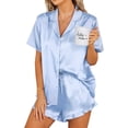thumbnail image 2 of Ekouaer Womens Satin Pajamas Set Button Down 2 Piece Silk Pjs Shorts Set Ruffle Lingerie Notch Collar Sleepwear S-XXL, 2 of 5