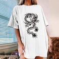 thumbnail image 2 of Hauts d'Été pour Femmes 2023 Mode Féminine Imprimé Col Rond Ample Manches Courtes T-shirt Blouse Pull, 2 of 5