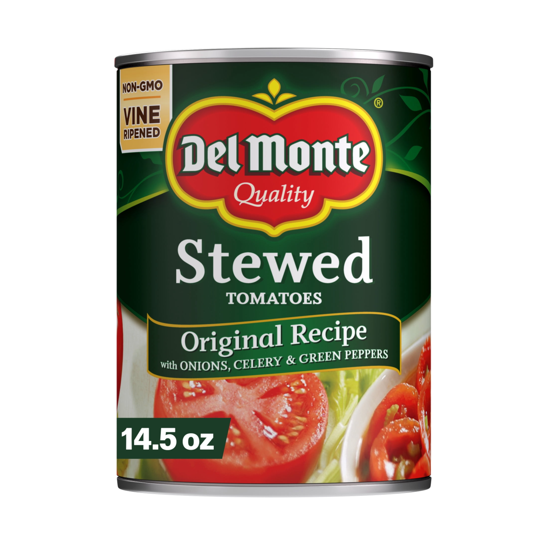 (12 pack) Del Monte Stewed Tomatoes with Onions, Celery and Green Peppers, 14.5 oz Can