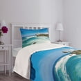thumbnail image 3 of Ambesonne Lighthouse Quilted Bedspread Set 2 Pcs, Palms Beach Seaside, Twin Size, Blue White Green, 3 of 5