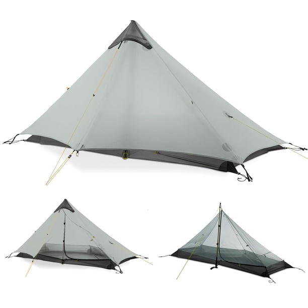 Tienda de campaña LANSHAN, ultraligera, impermeable para 3 estaciones, para 1 persona, gris
