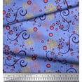 thumbnail image 2 of Soimoi Blue Heavy Satin Fabric Floral & Scroll Abstract Print Fabric by the Yard 54 Inch Wide, 2 of 3