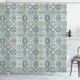 thumbnail image 1 of Ambesonne Afghan Shower Curtain, Circles Checkered Squares, 69"Wx84"L, Slate Blue Brown, 1 of 3