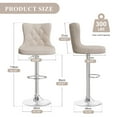 thumbnail image 4 of Hawsaiy Swivel Bar Stools Set of 2, Adjustable Velvet Tufted Counter Height Chairs with Nailhead Trim, Upholstered Barstools for Kitchen Island, Khaki, 4 of 12