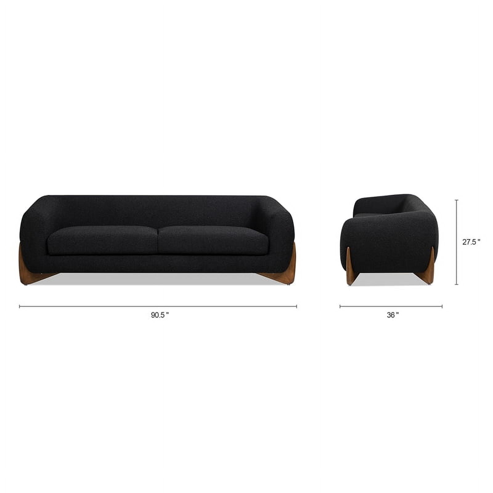 Jennifer Taylor Home Alpine 90.5" Modern Scandinavian Boucle Minimalist Round Arm Sherpa Sofa, Ebony Black