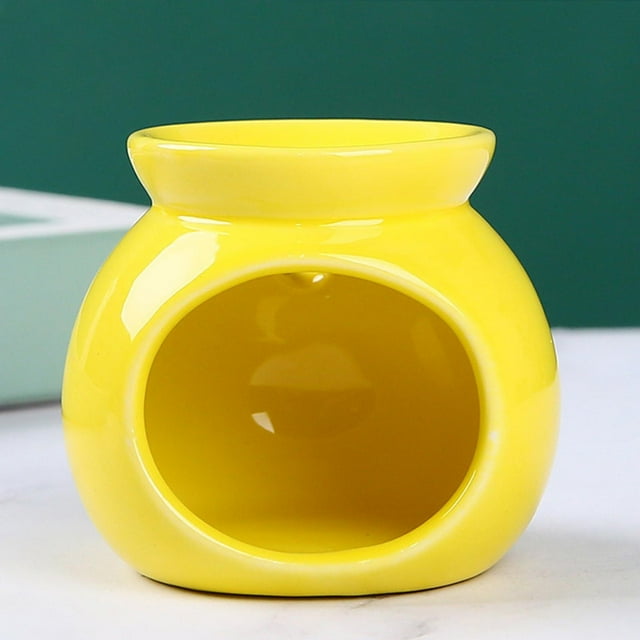 Quemador de aceite aromático, portavelas, difusor perfumado, incensario, calentador de aceite de Color sólido, quemador de aceite esencial de cerámica Amarillo