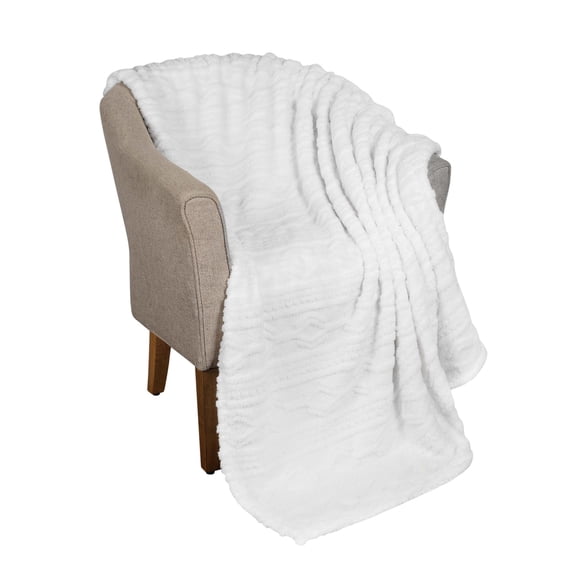 Superior Arctic Fleece Boho Knit Jacquard Blanket, Throw, White