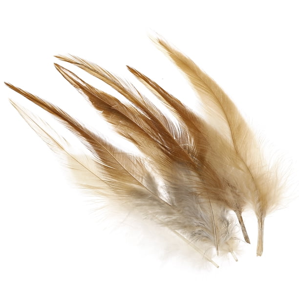 Uxcell 5-6 Inch Plumas de gallo, paquete de 100 plumas naturales a granel para manualidades estilo 2, marrón claro