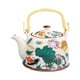 thumbnail image 1 of Tetera de porcelana japonesa resistente al calor de 900 ml con infusor extraíble pescado y loto, 1 of 9