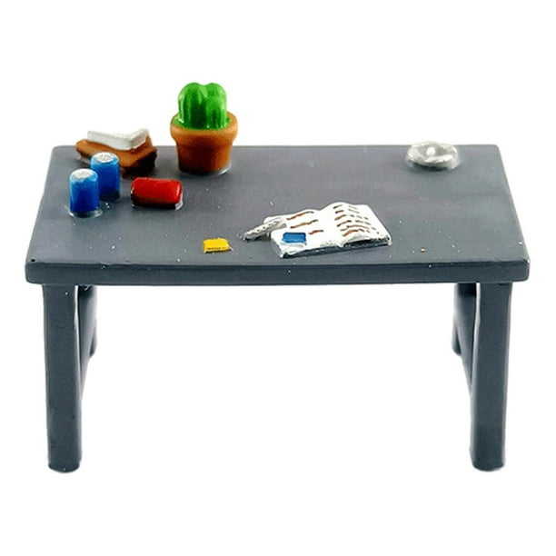 Colección 1/64 Mesa de herramientas de resina pintada Mini coche Mecánico Escena de garaje Construcción gris con cactus