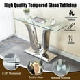 thumbnail image 4 of Modern 47" Rectangular Glass Console Table with Tempered Glass Top and U-Shaped Mirrored Stainless Steel Base, Ideal for Living Room and Hallway, 4 of 7
