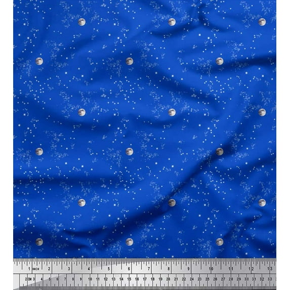 Soimoi Cotton Poplin Fabric Moon & Star Shirting Print Fabric by The Yard 56 Inch Wide