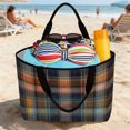 thumbnail image 2 of Orange Blue Plaid Beach Bag for Women, Large Breathable Mesh Beach Tote Bag, Farmhouse Checkered Buffalo Fall Sandproof Lightweight Travel Bags for Vacation Picnic Swimming Pool 15.7"x15.7"x9.1", 2 of 9