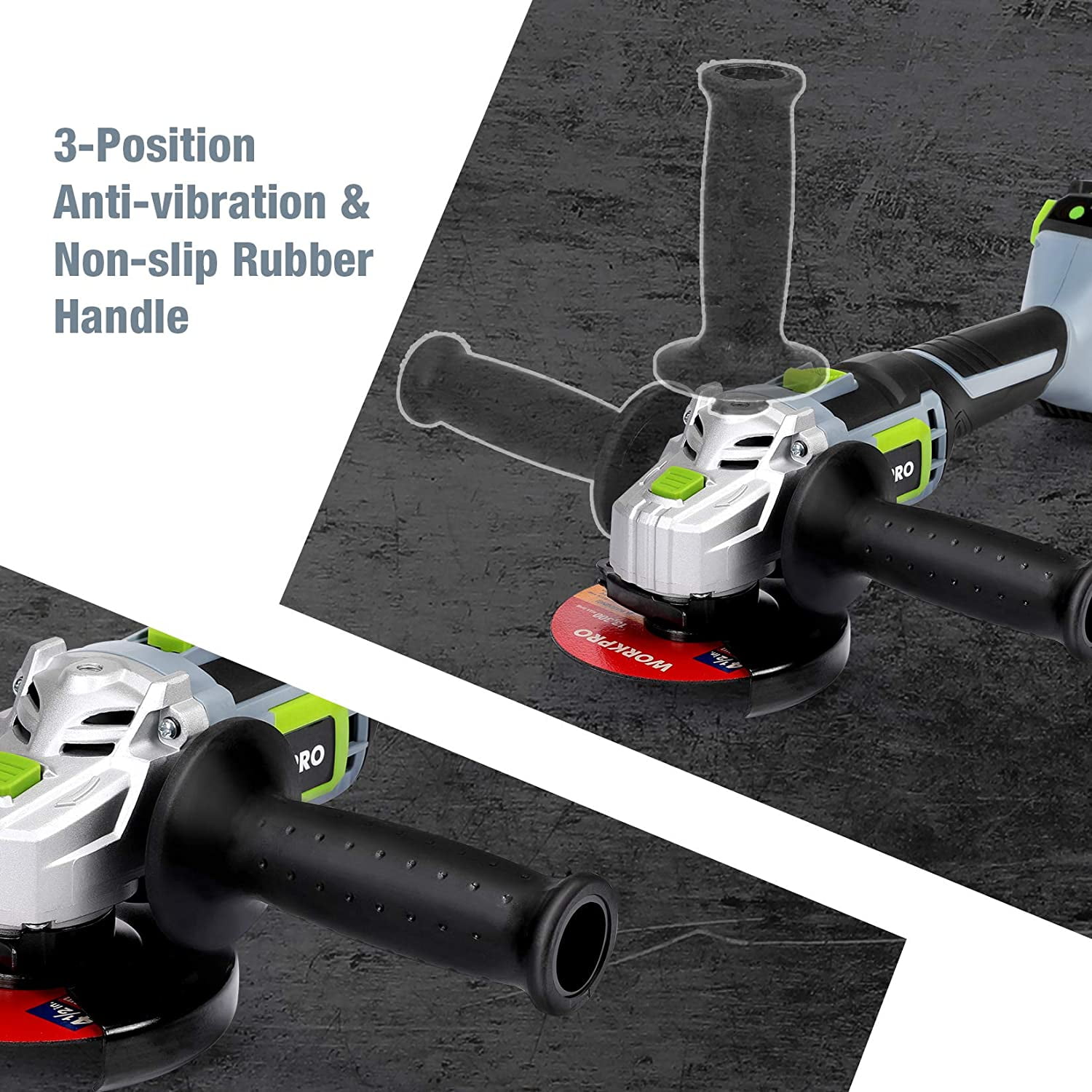 WORKPRO 20V Cordless Angle Grinder Kit, 4-1/2 inch, Lightweight Angle Grinder Power Tool with 4.0Ah Lithium-Ion Battery & Fast Charger, Ergonomic Button Position for Reducing Hand Pressure