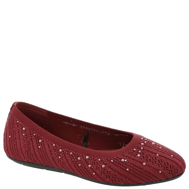 Zapatillas de ballet Skechers Cleo 2.0-Glitzy Daze para mujer, color rojo, talla 8