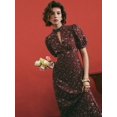 thumbnail image 4 of Elegant Burgundy Ditsy Floral Keyhole Neck Puff Sleeve Maxi Dress, 4 of 7