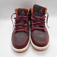 thumbnail image 3 of Ni - ke Air Jordans 1 Mid 554724-604 Electric Orange-Deep Burgundy Sneakers Mens 10.5, 3 of 5