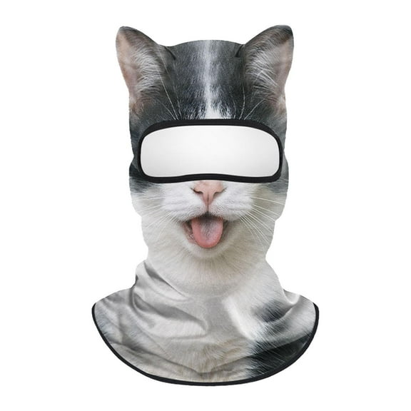 Halloween Face Másk  3D Cat Ski Baláclava Sheisty Face Másk with Ears for Music Festivals Raves Ski Halloween Party Outdoor Activities(Gray)