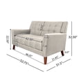 thumbnail image 3 of Noble House Laiah Mid Century Modern Fabric Tufted Loveseat, Beige, 3 of 7