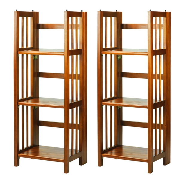 Folding Office Wood Bookcase Honey Oak, Casual Home Montego 3 Shelf Corner Bookcase With Storage