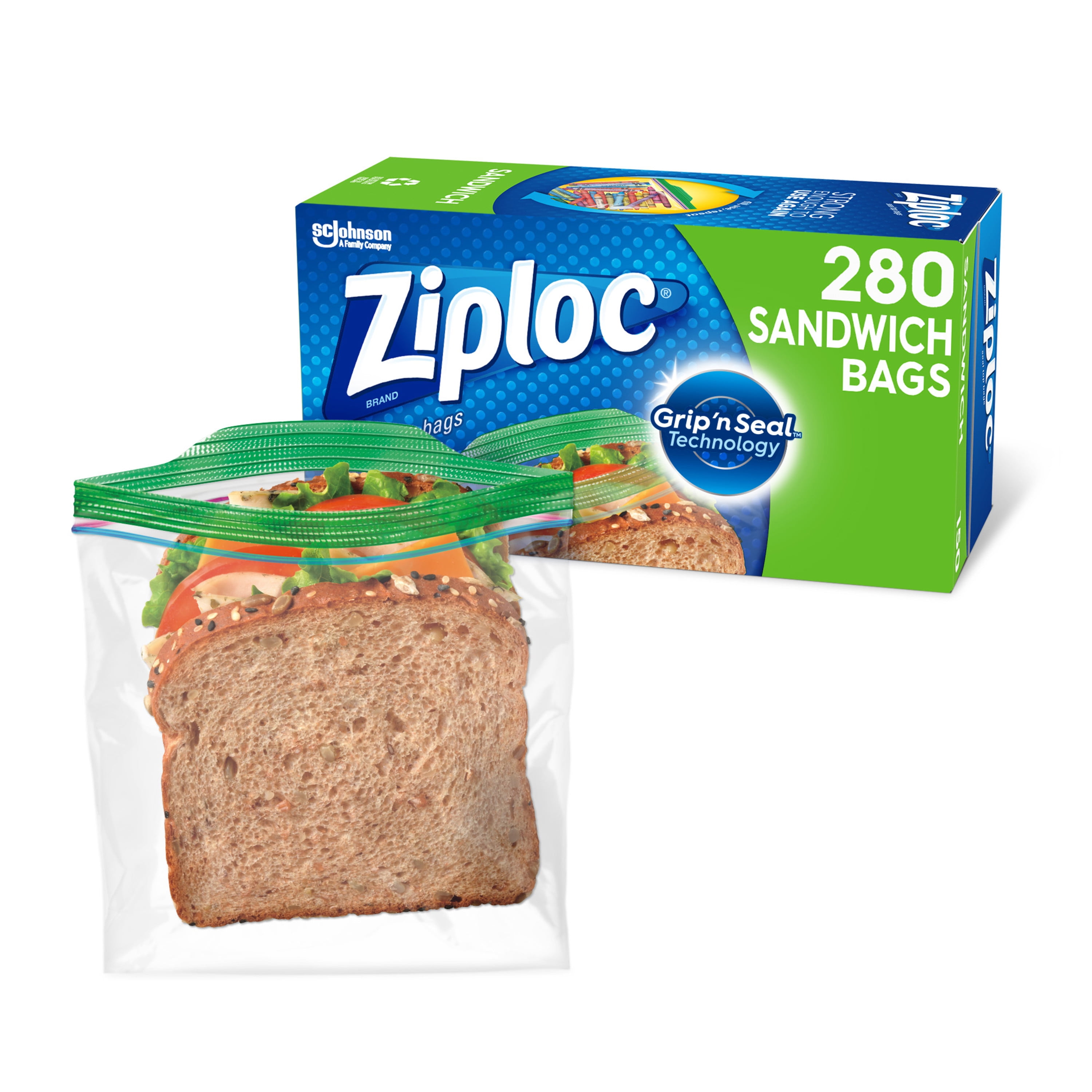 280 Count 280 Easy Open Tabs Ziploc Sandwich Bags 