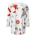 thumbnail image 4 of Christmas 3/4 Sleeve Shirts for Women Christmas Snowman Print Top Cute Santa Print Shirt Round Neck Holiday Shirt Tops Women Sweaters Clearance Cheap, 4 of 5