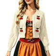thumbnail image 6 of Arlun 3D Cherry Cropped Cardigan Sweater for Women Classic Crew Neck Open Front Long Sleeve Chunky Cardigans Cute Trendy Fall Winter Button down Short Outerwear, 6 of 6