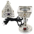 thumbnail image 2 of Electric Bakhoor Burner with Flower Design in Silver Finish and Stone, 2 of 2
