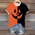thumbnail image 7 of Landzoo Halloween Shirt For Women Colorblock Short Sleeve Round Neck Tees Party Breathable Women T-Shirt Size M Orange, 7 of 7
